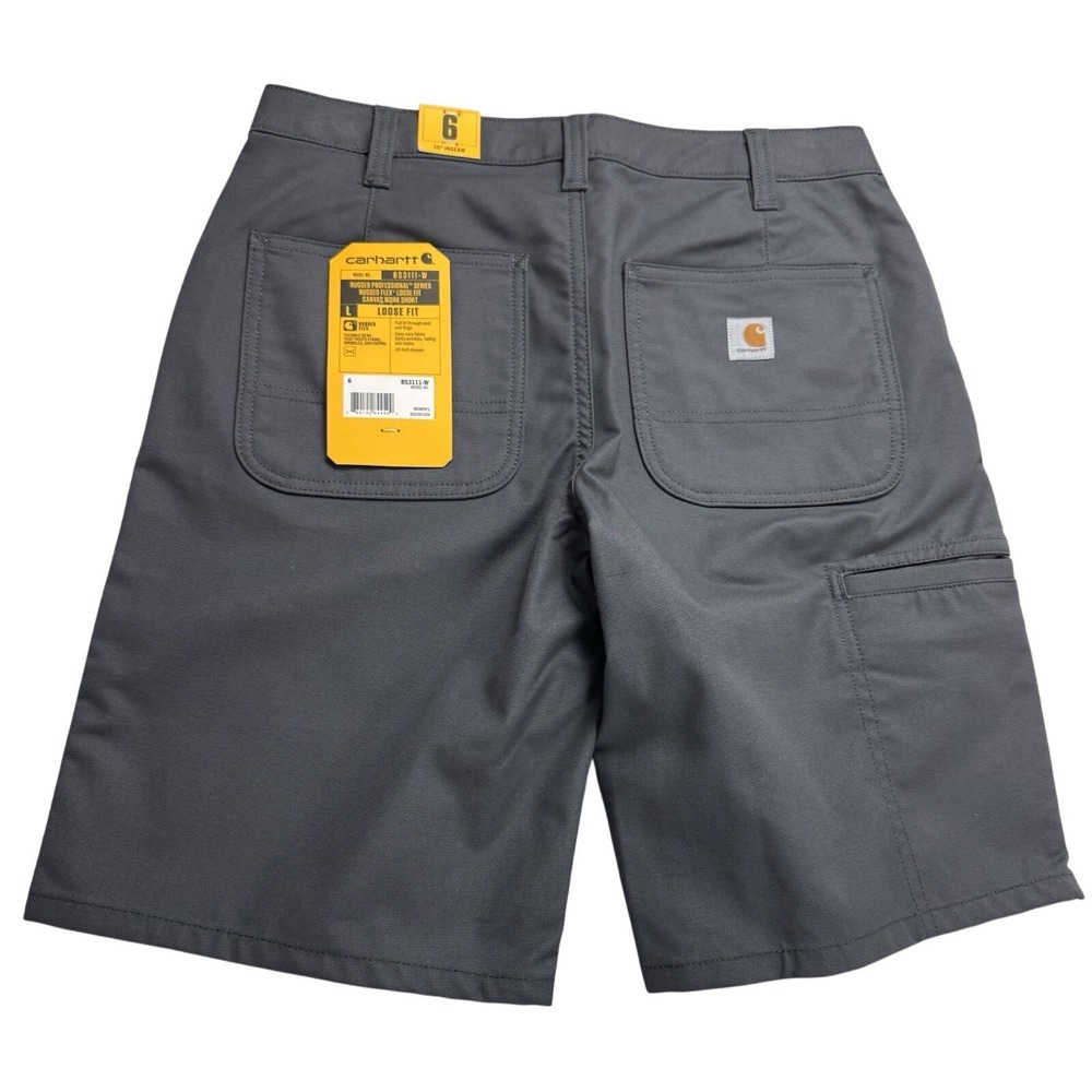 carhartt rugged professional rugged flex loose fit canvas work shorts women gray